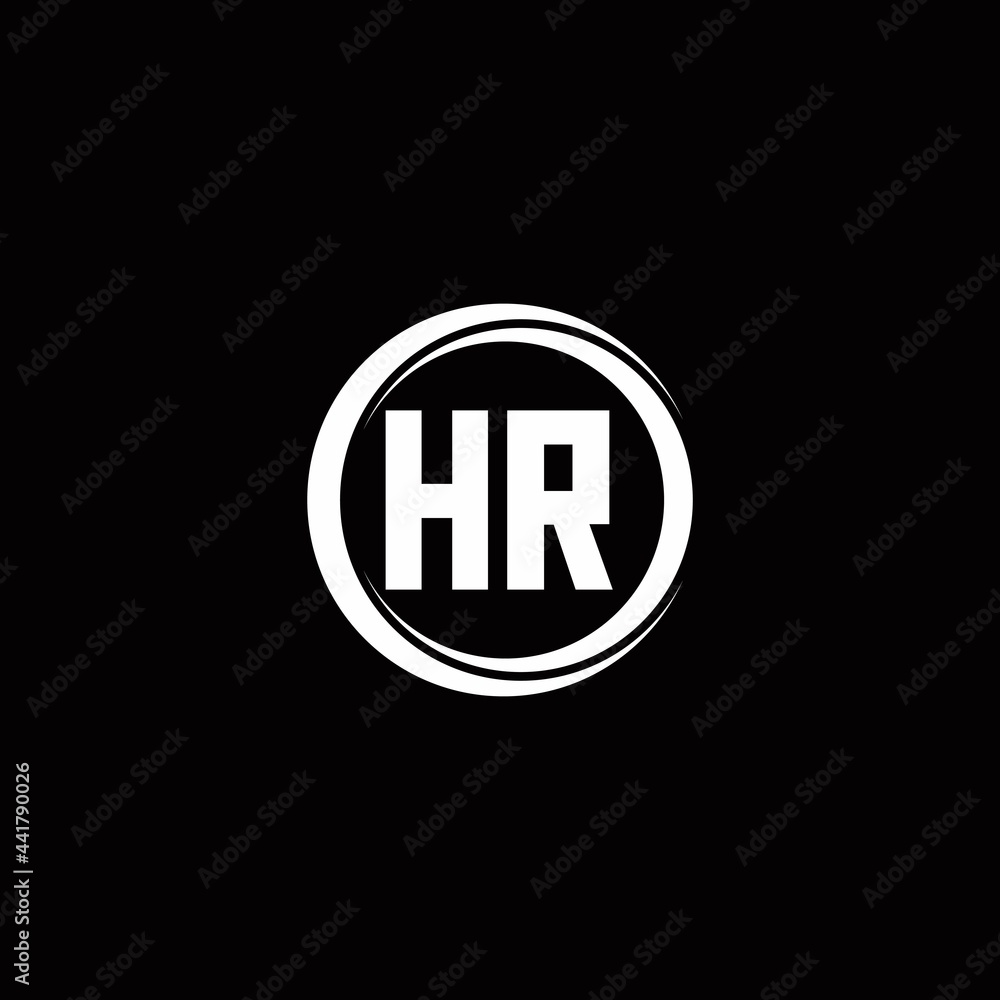 HR logo initial letter monogram with circle slice rounded design template