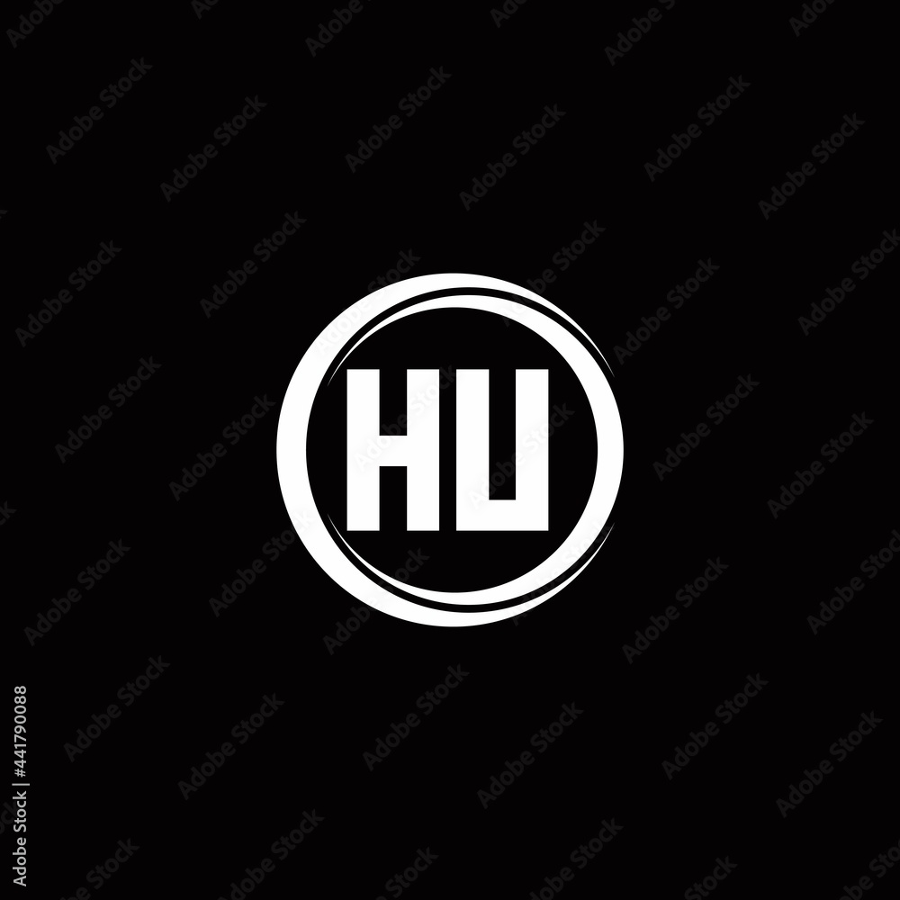 HU logo initial letter monogram with circle slice rounded design template HU logo initial letter monogram with circle slice rounded design template