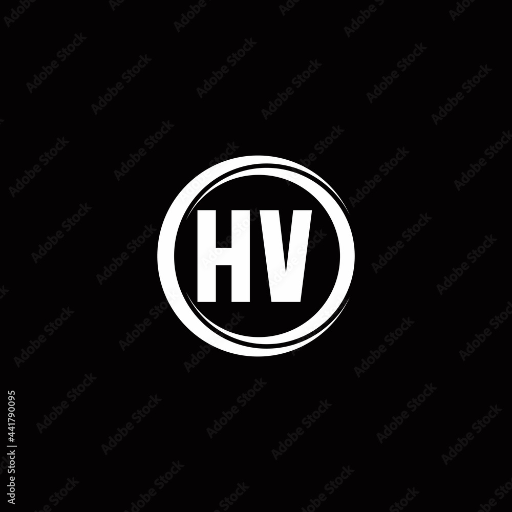 HV logo initial letter monogram with circle slice rounded design template