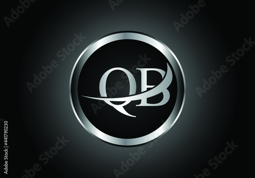 silver letter QB metal combination alphabet logo icon design with grey color on Black and white gradient design for a company or business