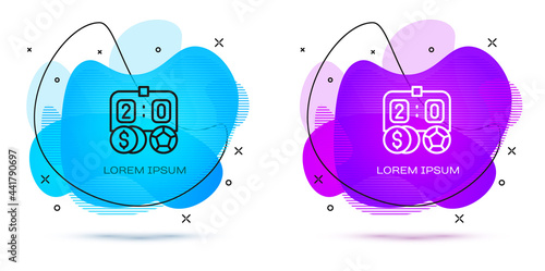 Line Soccer football betting money icon isolated on white background. Football bet bookmaker. Soccer betting online make money. Abstract banner with liquid shapes. Vector