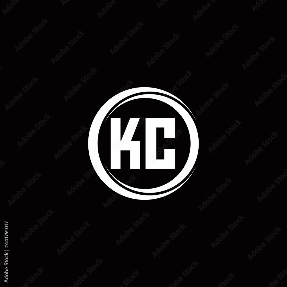 KC logo initial letter monogram with circle slice rounded design template