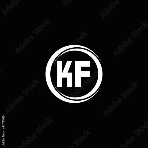 KF logo initial letter monogram with circle slice rounded design template