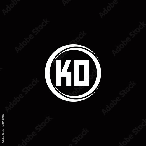 KO logo initial letter monogram with circle slice rounded design template