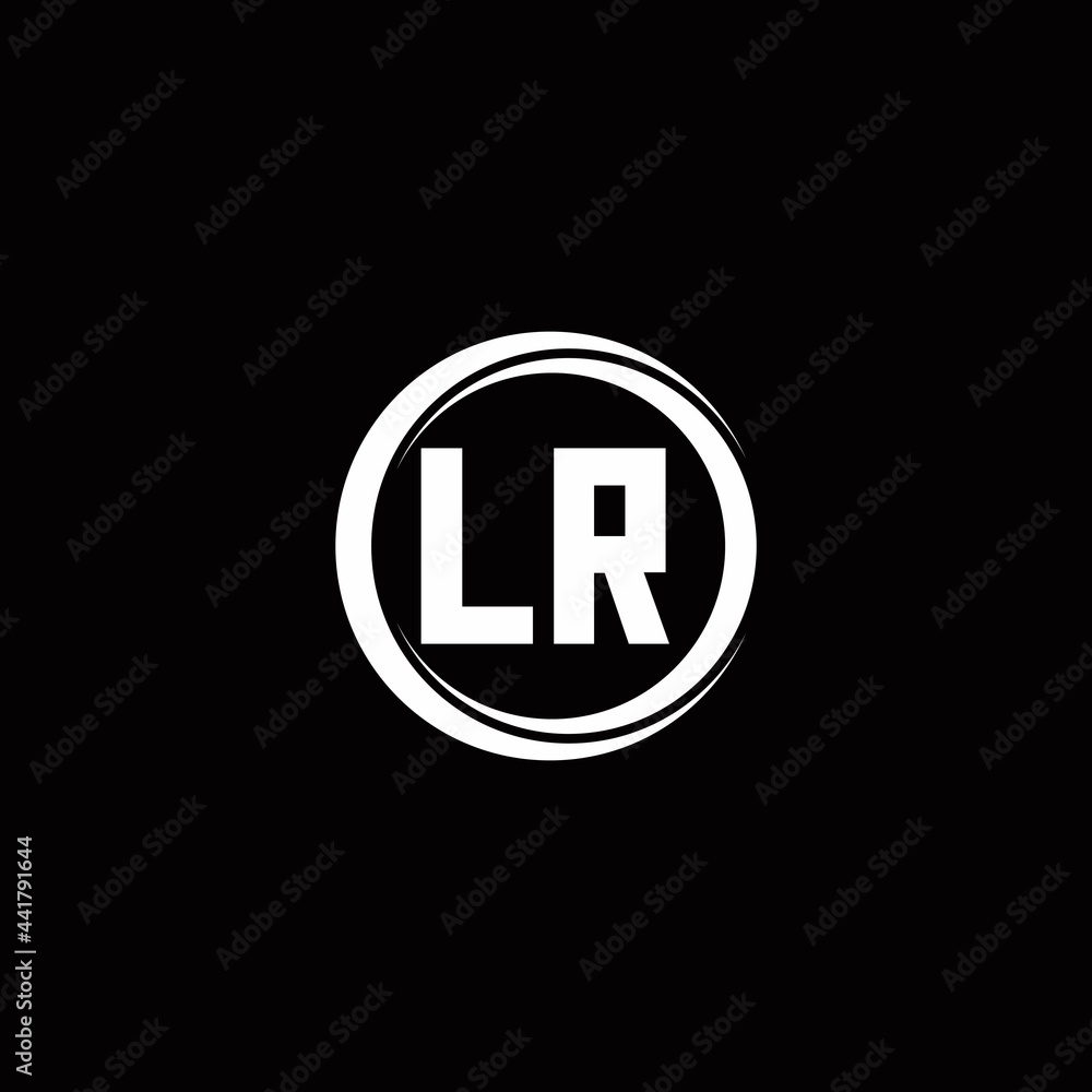 LR logo initial letter monogram with circle slice rounded design template LR logo initial letter monogram with circle slice rounded design template