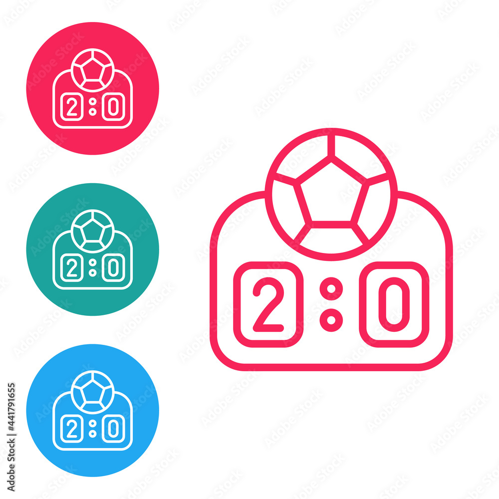 Red line Sport mechanical scoreboard and result display icon isolated on white background. Set icons in circle buttons. Vector Red line Sport mechanical scoreboard and result display icon isolated on white background. Set icons in circle buttons. Vector