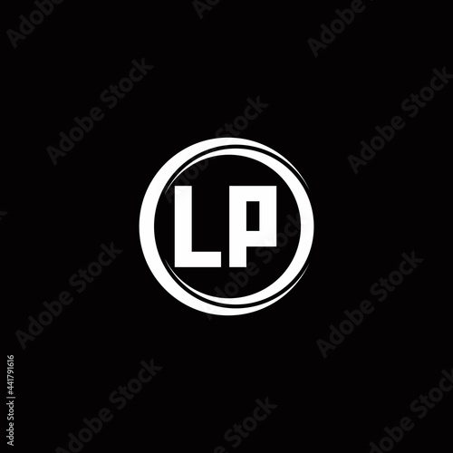 LP logo initial letter monogram with circle slice rounded design template
