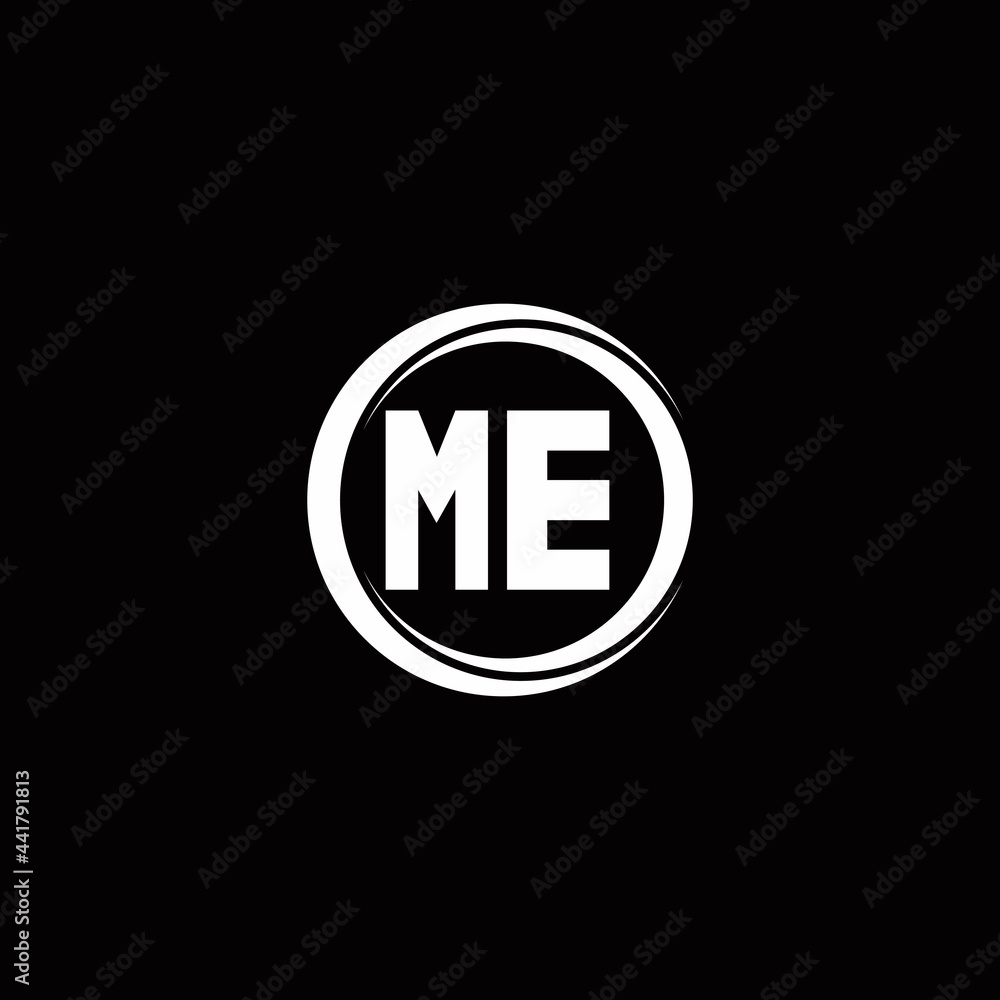 ME logo initial letter monogram with circle slice rounded design template
