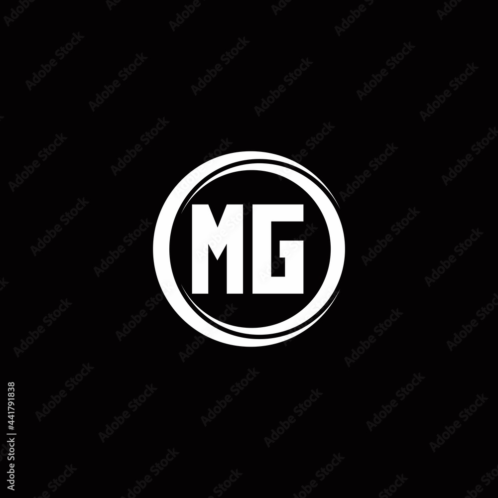 MG logo initial letter monogram with circle slice rounded design template
