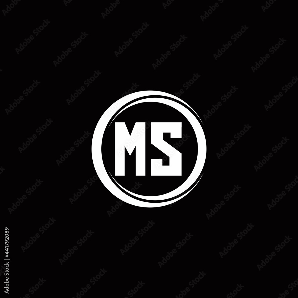 MS logo initial letter monogram with circle slice rounded design template MS logo initial letter monogram with circle slice rounded design template