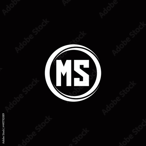 Free Download MS logo initial letter monogram with circle slice rounded design template - GFXLoad