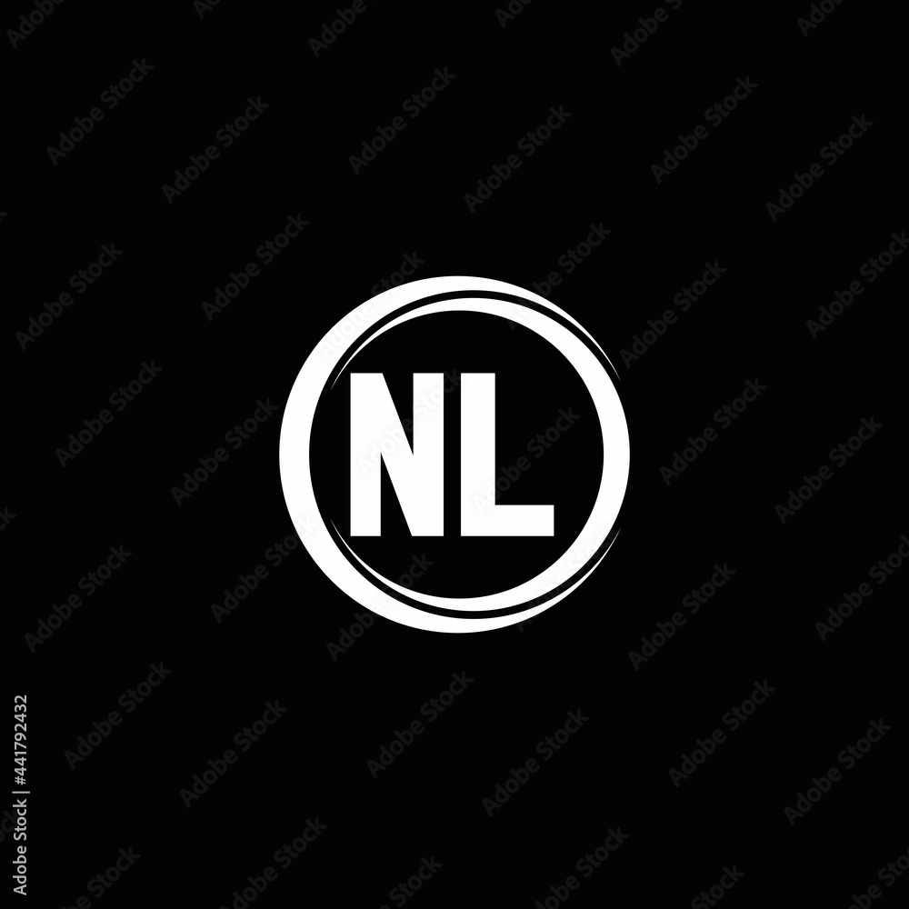 NL logo initial letter monogram with circle slice rounded design template