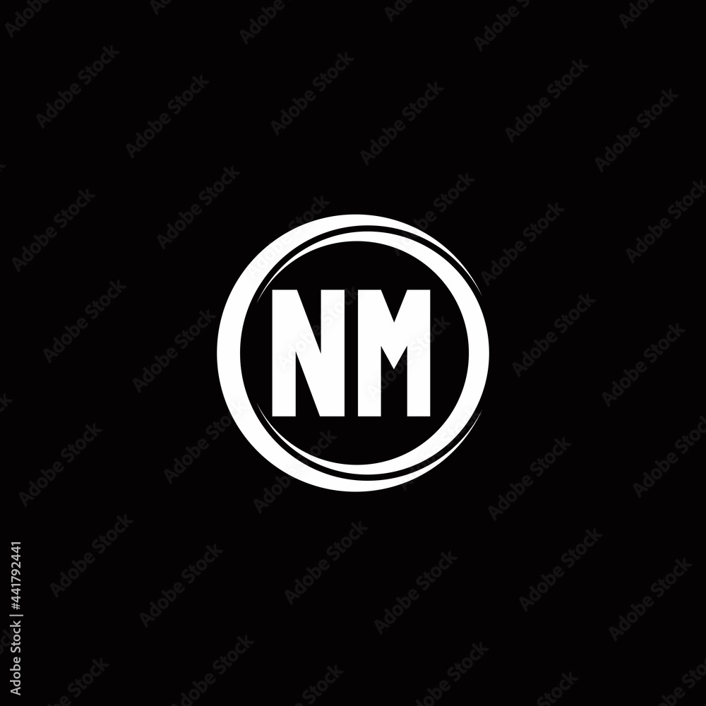 NM logo initial letter monogram with circle slice rounded design template NM logo initial letter monogram with circle slice rounded design template