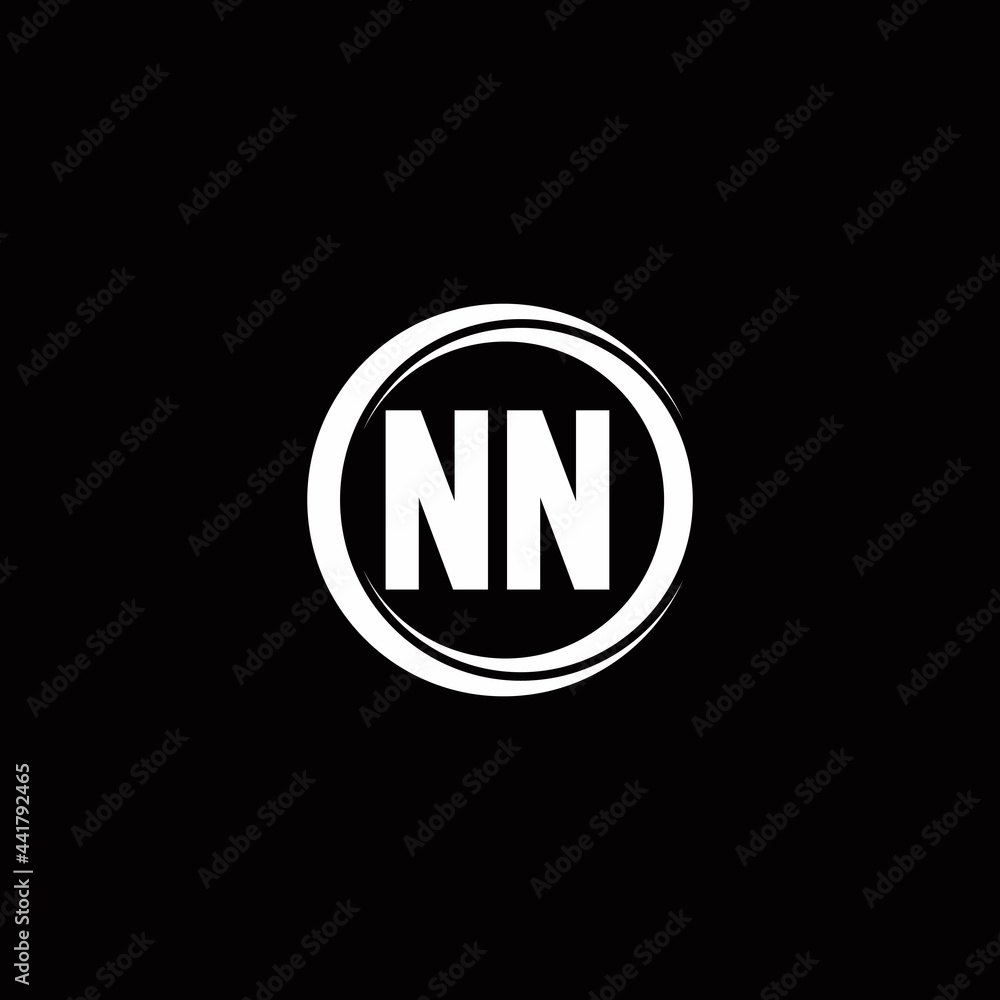 NN logo initial letter monogram with circle slice rounded design template