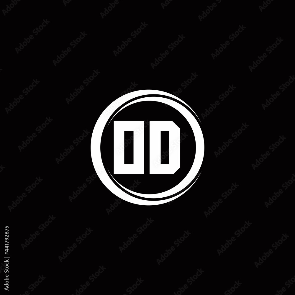 OD logo initial letter monogram with circle slice rounded design template