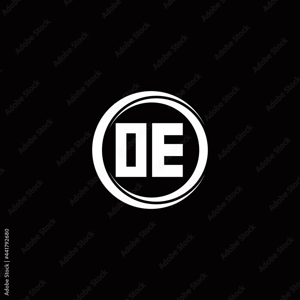 OE logo initial letter monogram with circle slice rounded design template OE logo initial letter monogram with circle slice rounded design template