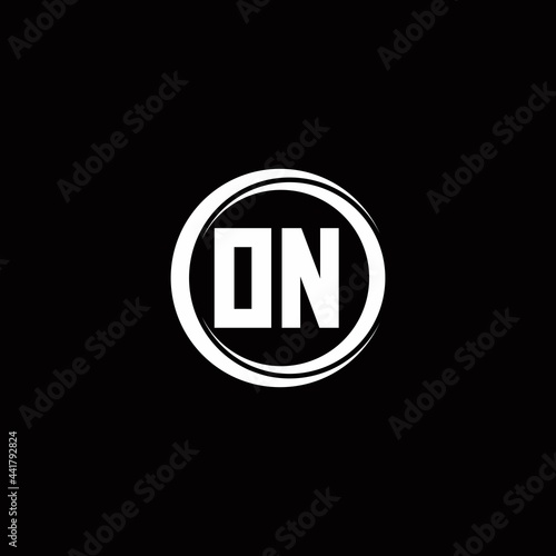 ON logo initial letter monogram with circle slice rounded design template