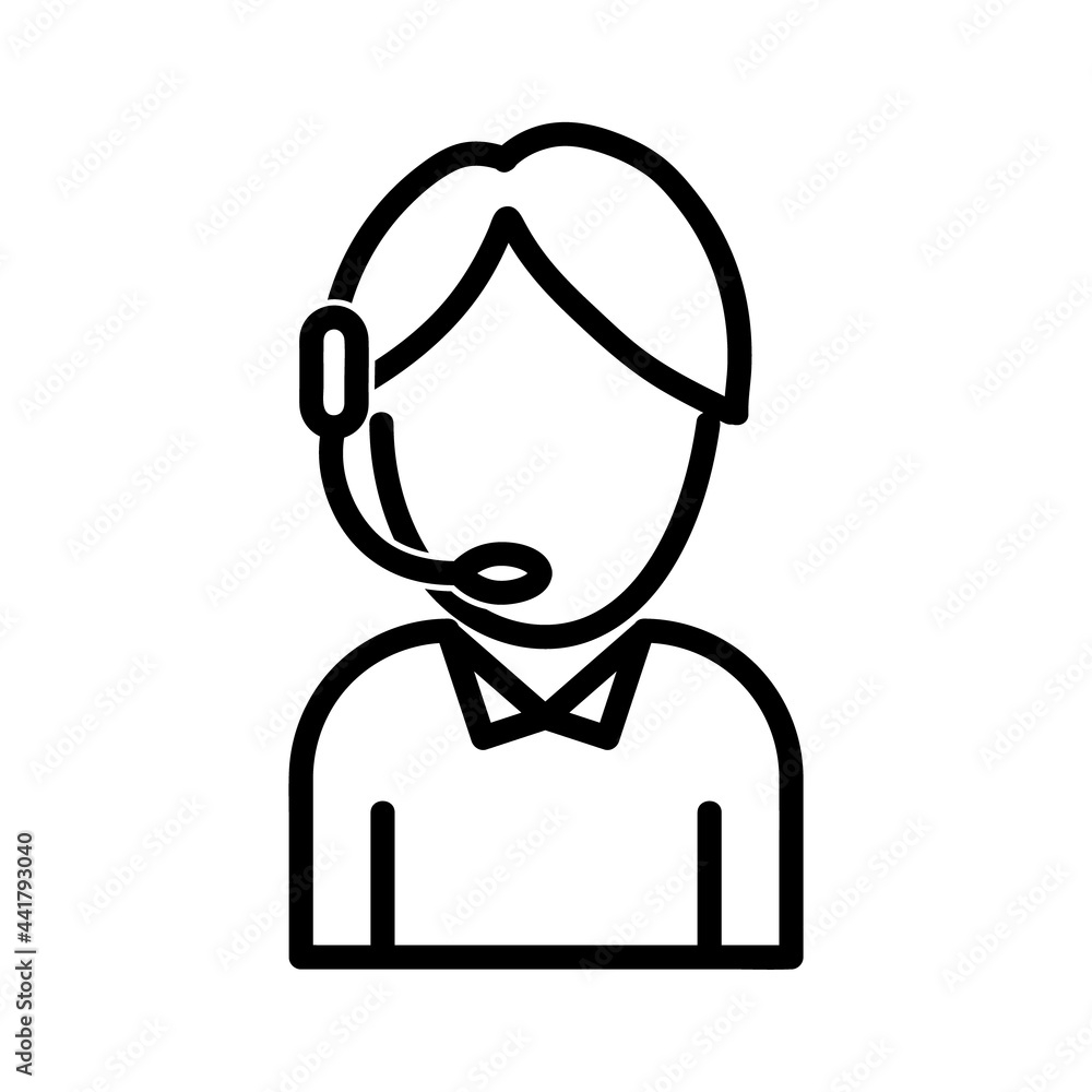 Call center administrator icon. Care about customers concept. Vector EPS10 line stroke Call center administrator icon. Care about customers concept. Vector EPS10 line stroke