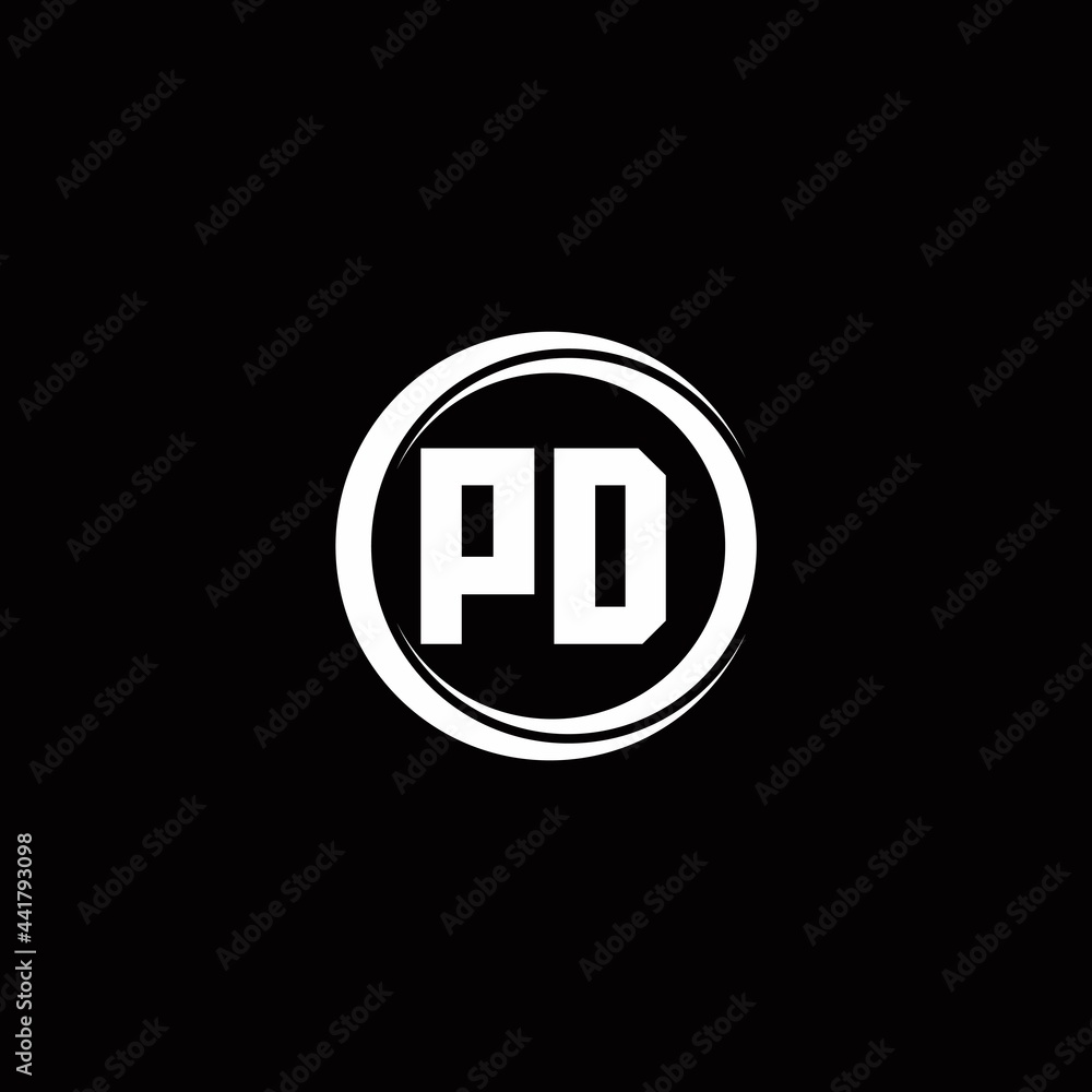 PD logo initial letter monogram with circle slice rounded design template PD logo initial letter monogram with circle slice rounded design template