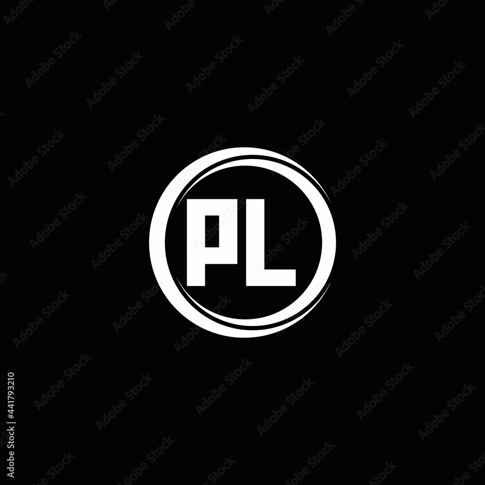 PL logo initial letter monogram with circle slice rounded design template