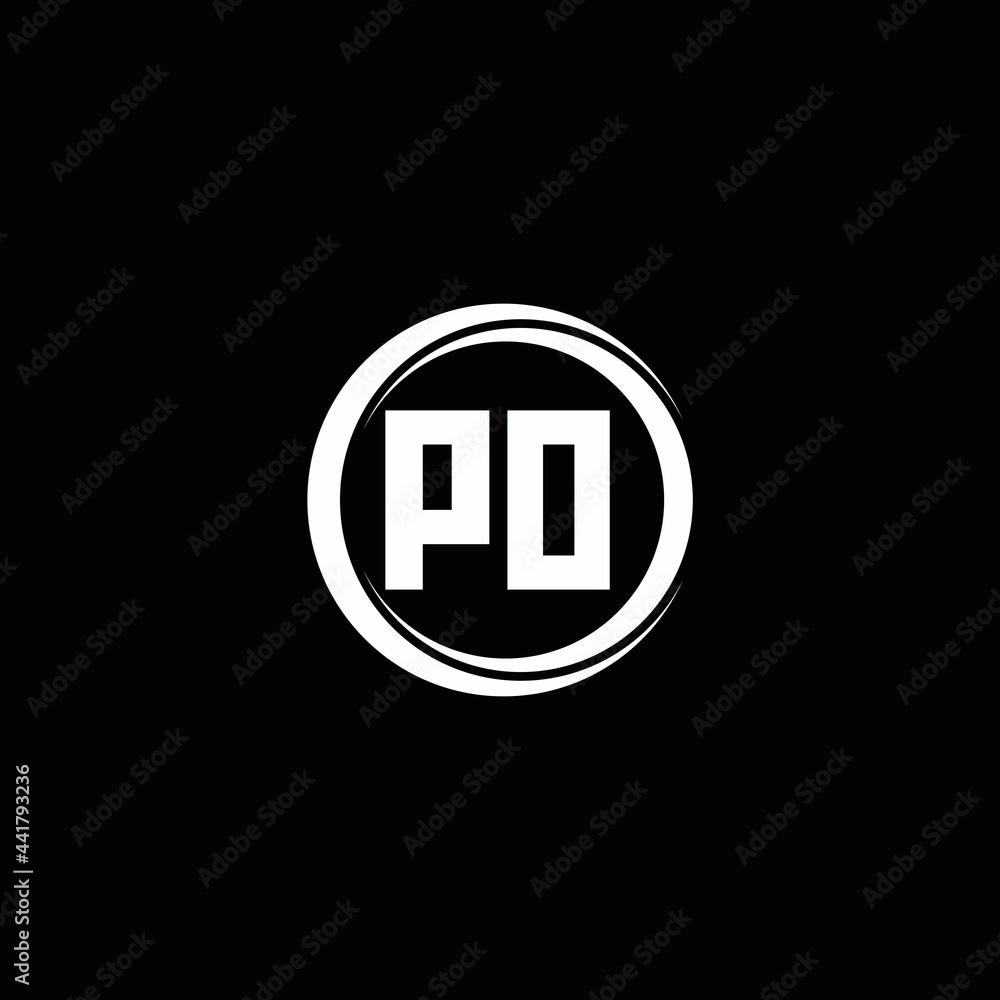 PO logo initial letter monogram with circle slice rounded design template PO logo initial letter monogram with circle slice rounded design template