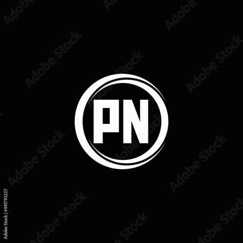 PN logo initial letter monogram with circle slice rounded design template