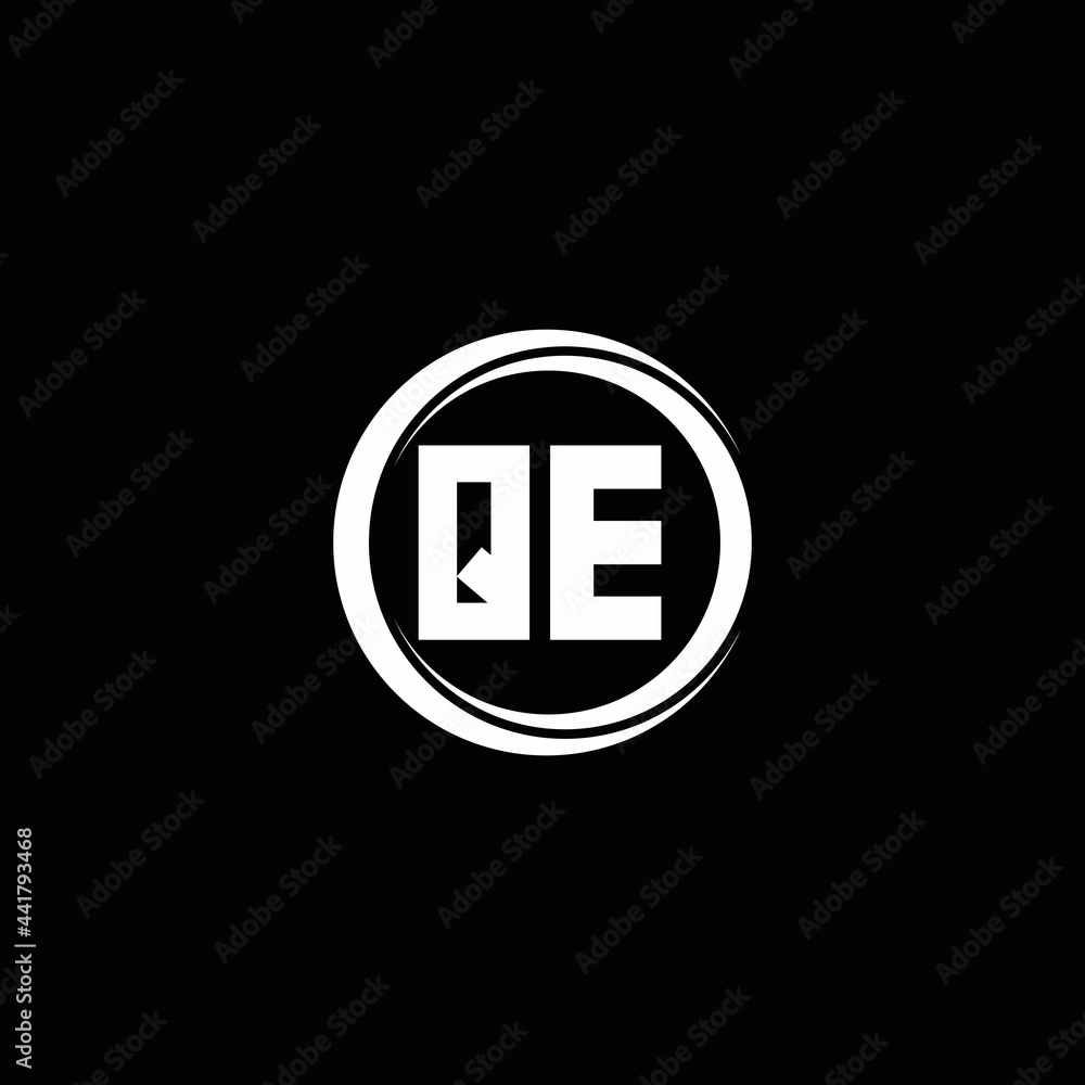 QE logo initial letter monogram with circle slice rounded design template QE logo initial letter monogram with circle slice rounded design template