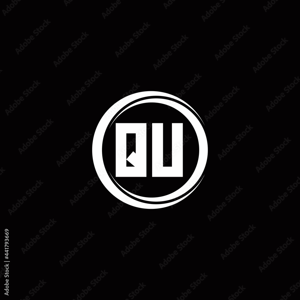 QU logo initial letter monogram with circle slice rounded design template QU logo initial letter monogram with circle slice rounded design template