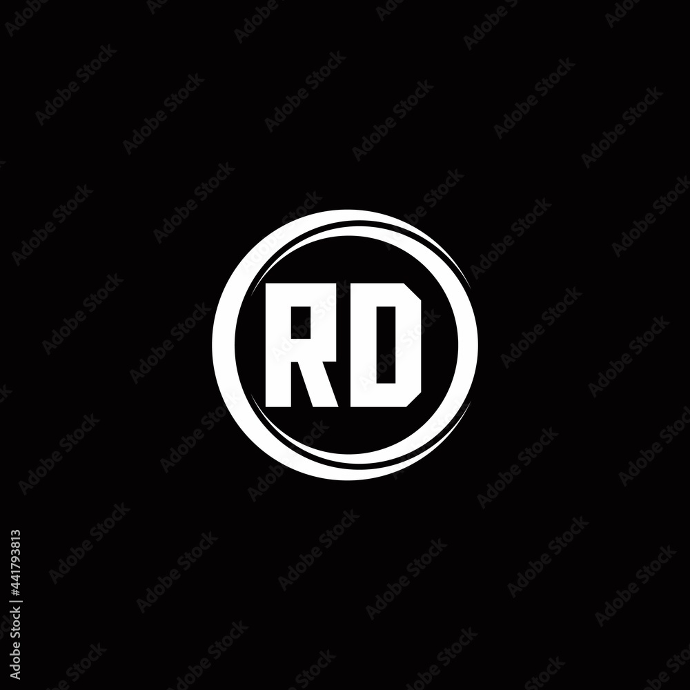 RD logo initial letter monogram with circle slice rounded design template RD logo initial letter monogram with circle slice rounded design template