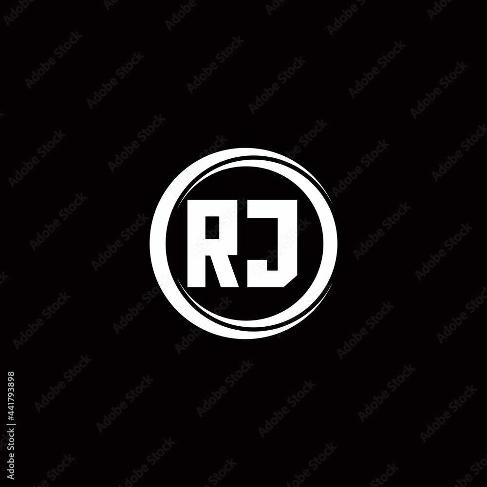 RJ logo initial letter monogram with circle slice rounded design template RJ logo initial letter monogram with circle slice rounded design template