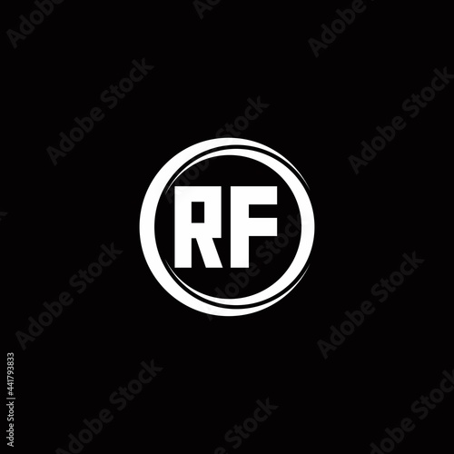 RF logo initial letter monogram with circle slice rounded design template