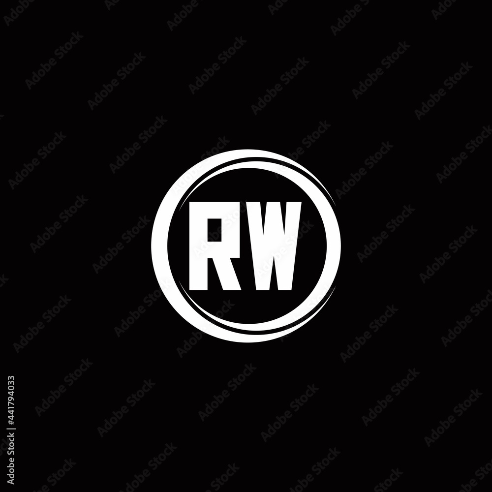 RW logo initial letter monogram with circle slice rounded design template RW logo initial letter monogram with circle slice rounded design template