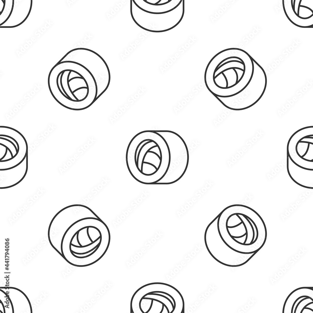 Grey line Sushi icon isolated seamless pattern on white background. Traditional Japanese food. Vector Grey line Sushi icon isolated seamless pattern on white background. Traditional Japanese food. Vector