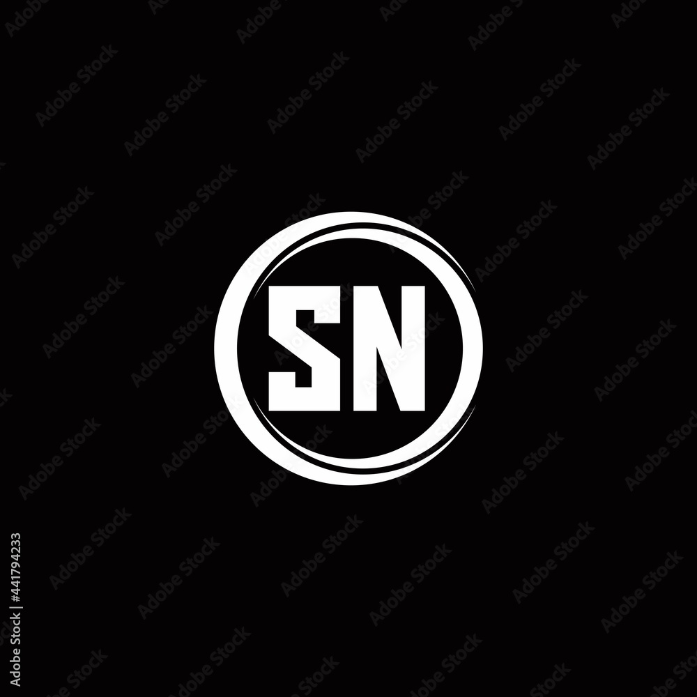 SN logo initial letter monogram with circle slice rounded design template