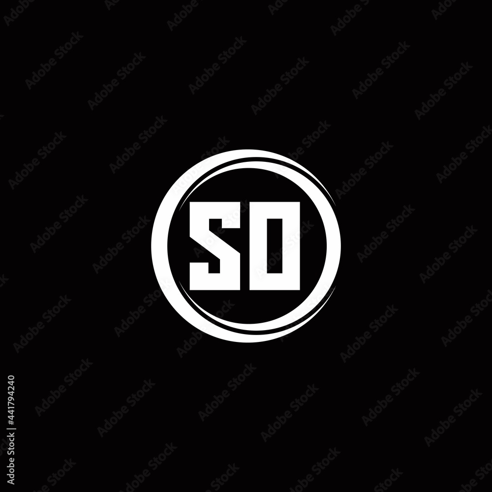 SO logo initial letter monogram with circle slice rounded design template SO logo initial letter monogram with circle slice rounded design template