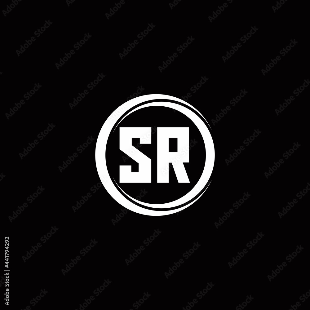 SR logo initial letter monogram with circle slice rounded design template SR logo initial letter monogram with circle slice rounded design template