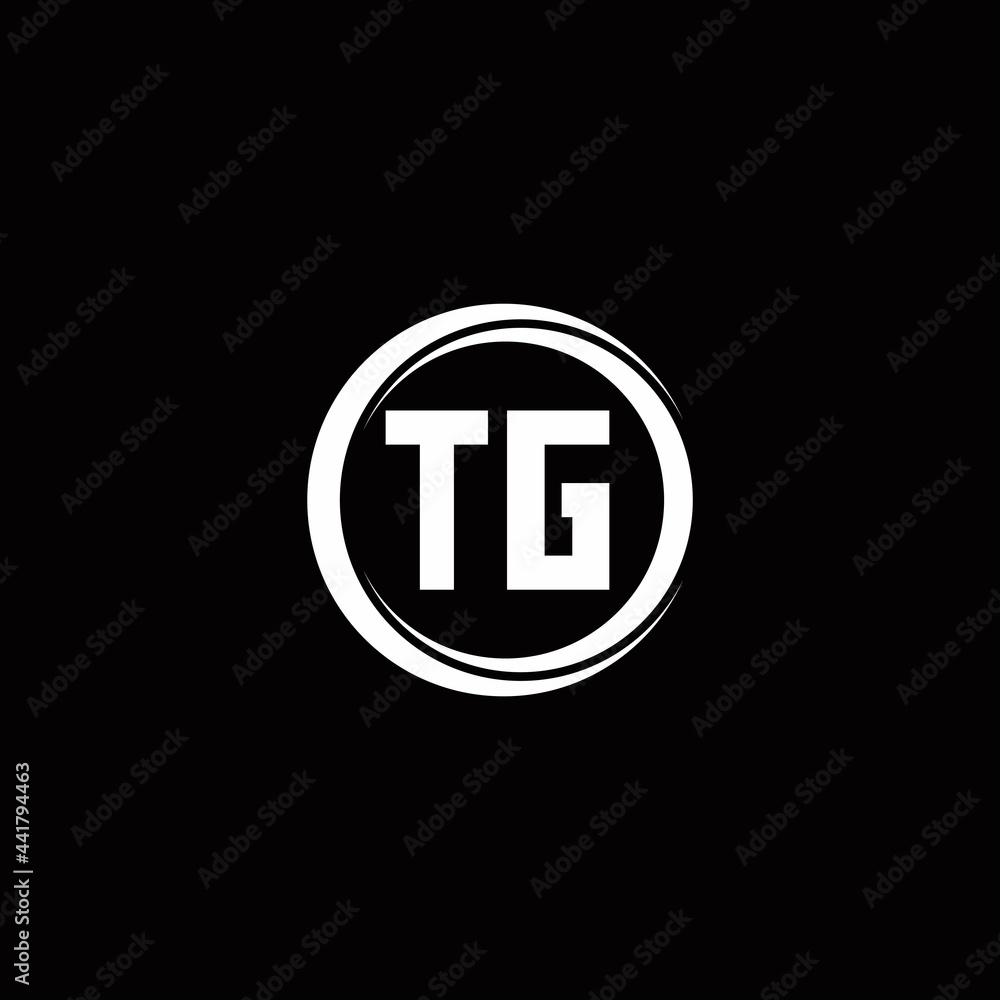 TG logo initial letter monogram with circle slice rounded design template TG logo initial letter monogram with circle slice rounded design template