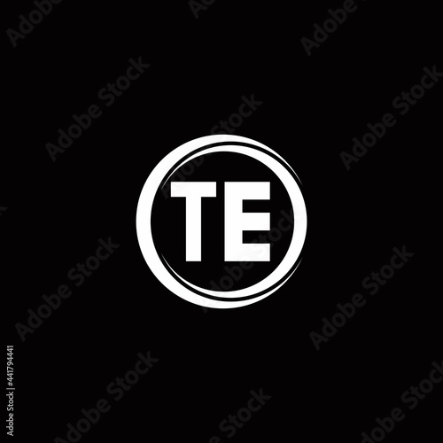 TE logo initial letter monogram with circle slice rounded design template
