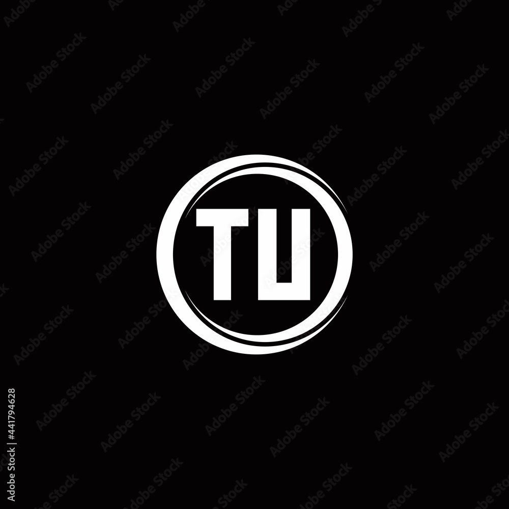 TU logo initial letter monogram with circle slice rounded design template TU logo initial letter monogram with circle slice rounded design template