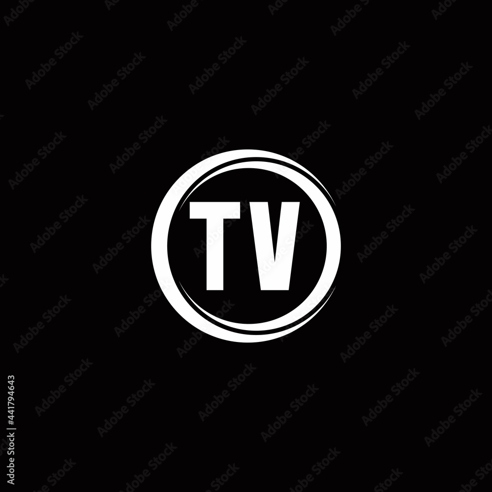 TV logo initial letter monogram with circle slice rounded design template