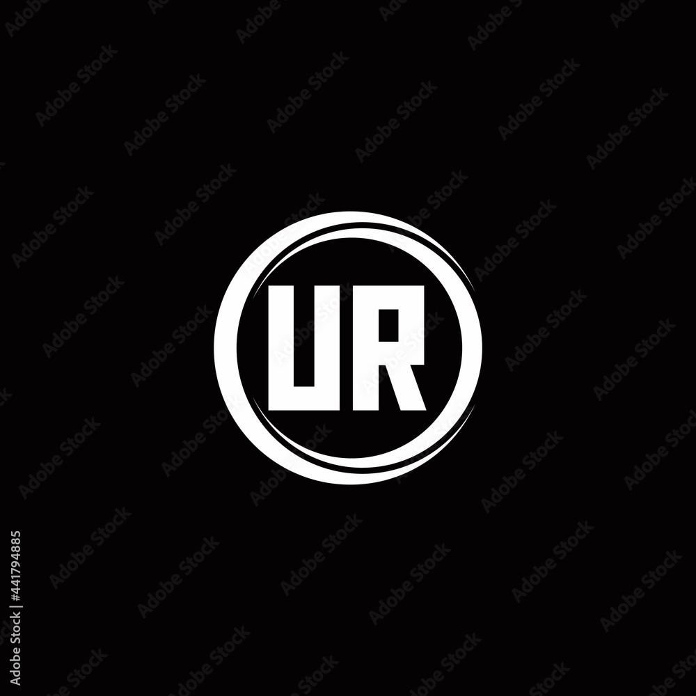 UR logo initial letter monogram with circle slice rounded design template