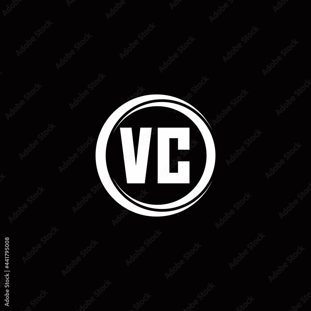 VC logo initial letter monogram with circle slice rounded design template