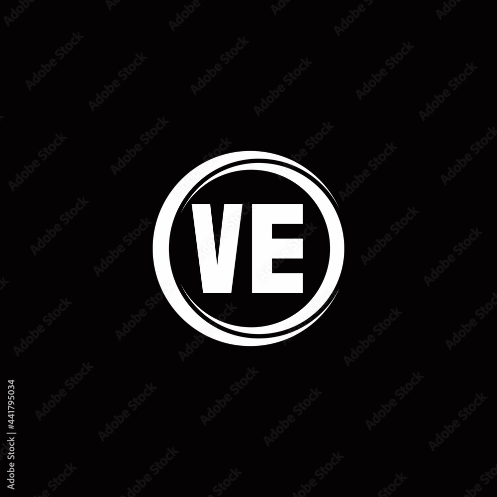 VE logo initial letter monogram with circle slice rounded design template