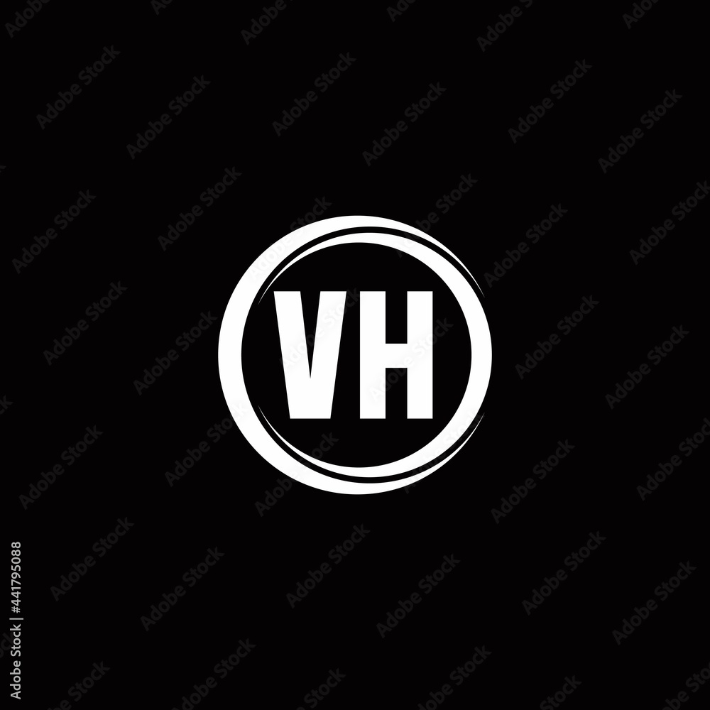 VH logo initial letter monogram with circle slice rounded design template