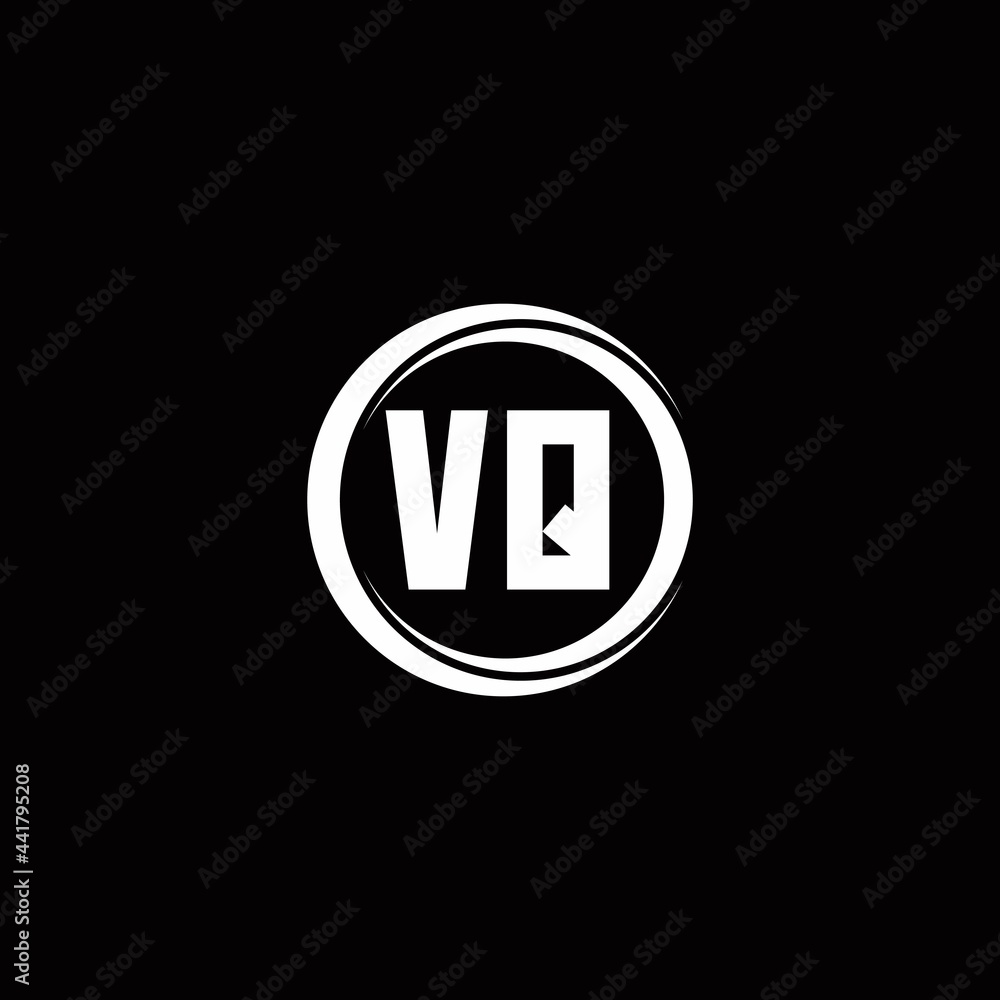 VQ logo initial letter monogram with circle slice rounded design template