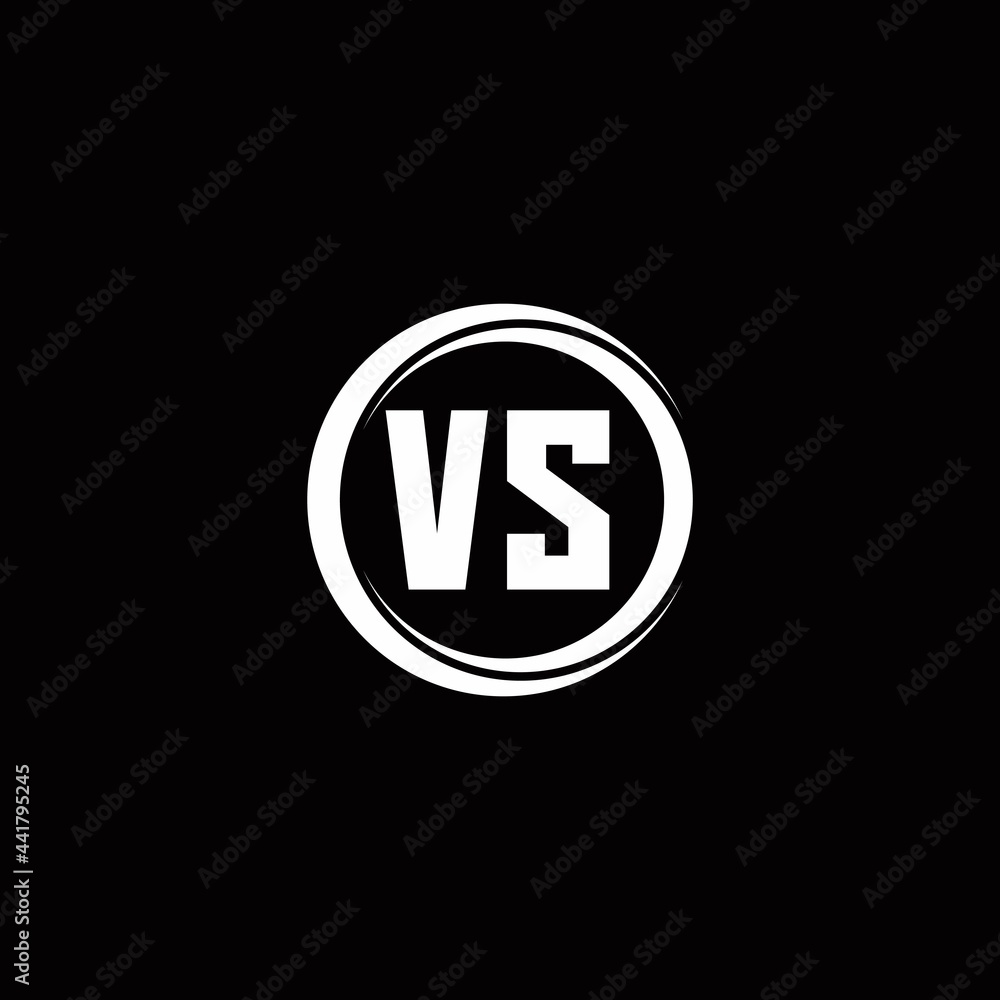 VS logo initial letter monogram with circle slice rounded design template