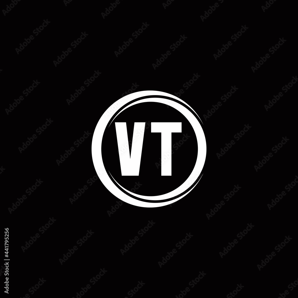 VT logo initial letter monogram with circle slice rounded design template