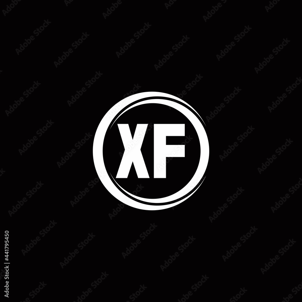 XF logo initial letter monogram with circle slice rounded design template