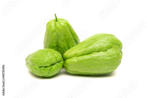 fresh chayote isolated on white background photo