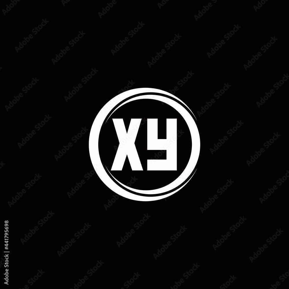 XY logo initial letter monogram with circle slice rounded design template